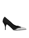 Prada Satin Pumps Two-tone Design Stiletto Heel In Black