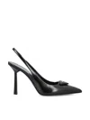 Prada Womens Black Brushed Leather Slingback Pumps In Black