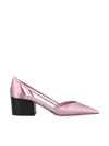 Prada Satin Finish Low Block Heel Pumps In Confection