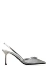 Prada Modellerie Pointed Toe Metallic Mesh Slingback Pump In Metallic