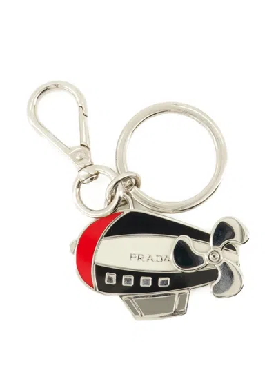 Prada Helice Blimp-charm Keyring In Gray