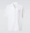 Prada Men's Spugna Terry Bowling Shirt In Weiss