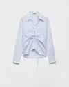 Prada Long Sleeve Collared Button Front Top In Blue