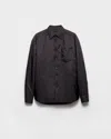 Prada Nylon Shirt With Long Sleeves And Single Chest Pocket In Black