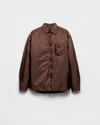 Prada Men's Re-nylon Padded Button-down Shirt In Brown