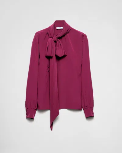 Prada Marocain Shirt In Dark Cherry