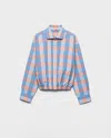 Prada Checked Poplin Shirt In Blue
