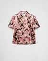 Prada Hemd Aus Satin Mit Blumen-print In Ebenholz