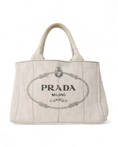 Prada Hemp Medium Tote Denim Grey