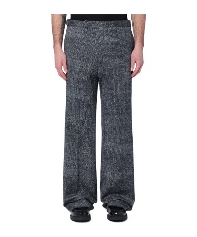 Prada Herringbone Chinos In Black/white