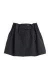 Prada Herringbone Cotton Mini Skirt In Black