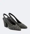 Prada White And Black Slingback Pumps In Chevron Fabric In Black