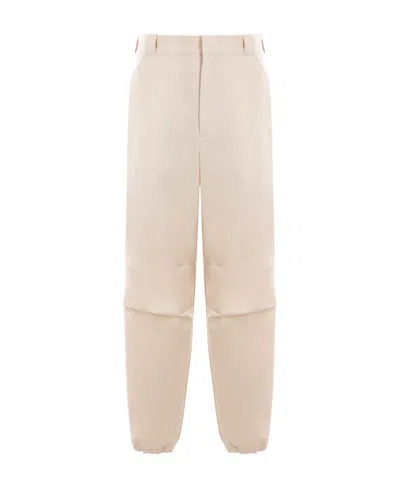 Prada Herringbone Tapered Trousers In Beige
