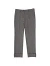 Prada Herringbone-pattern Wool Trousers In Gray
