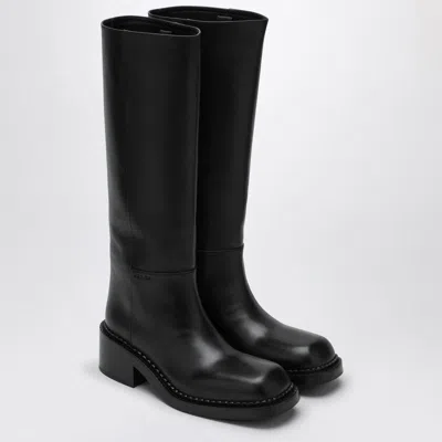 PRADA PRADA  HIGH BLACK LEATHER BOOT
