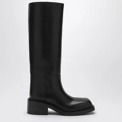 PRADA HIGH BLACK LEATHER BOOT