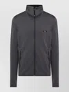 Prada High Collar Jacket Long Sleeves Pockets In Gray
