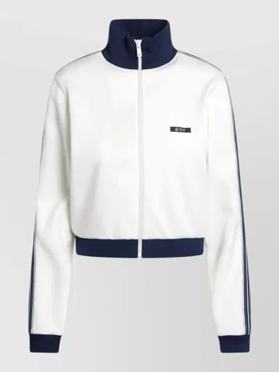 Prada High Collar Jacket Long Sleeves Trim In White