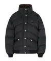 Prada High Collar Long Sleeve Cotton Coat In Black