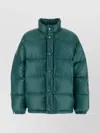 Prada High Collar Puffer Quilted Down Jacket In Green