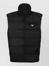 Prada High Collar Sleeveless Padded Jacket Couture In Black