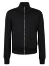 Prada High Collar Zip-up Black Sweater In Black