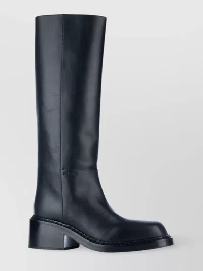 Prada Women Leather Knee-high Boots In Black