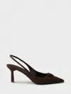 Prada Pumps With Triangle Logo And Back Strap 75mm In Brown