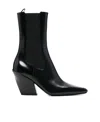 Prada Streamlined Leather Ankle Boots With Pointed Toe In Black