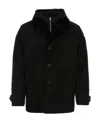 Prada Shearling Hooded Jacket With Detachable Sleeveless Layer In Black