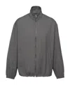 Prada High-neck Wool Bomber Jacket In Gray