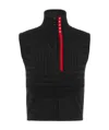 Prada Nylon Tec Rec Piquet Sleeveless Blouse In Black