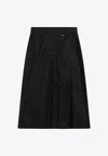 Prada High-rise Flared Midi Skirt In Black