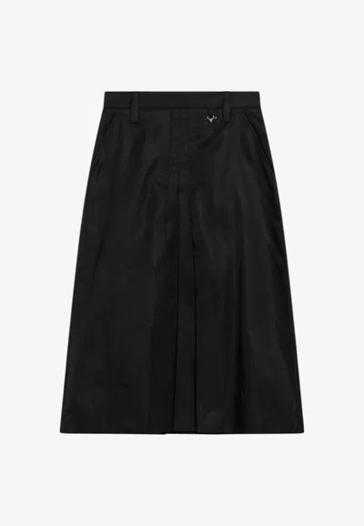 Prada High-rise Flared Midi Skirt In Black
