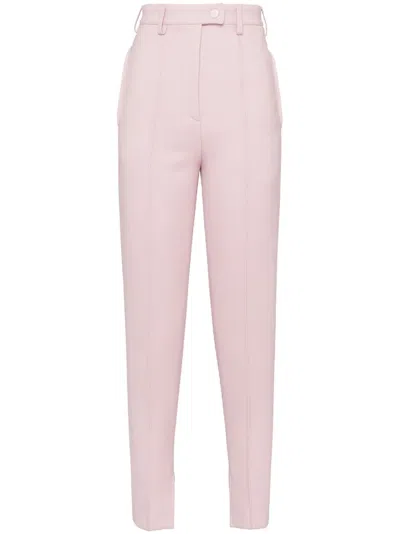 Prada High-waisted Tapered Trousers In Pink