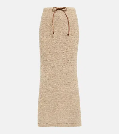 Prada High-rise Silk Midi Skirt In Naturale