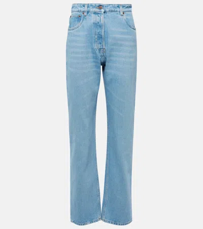 Prada Denim Bleached Straight Leg Pants In F0bau Sky