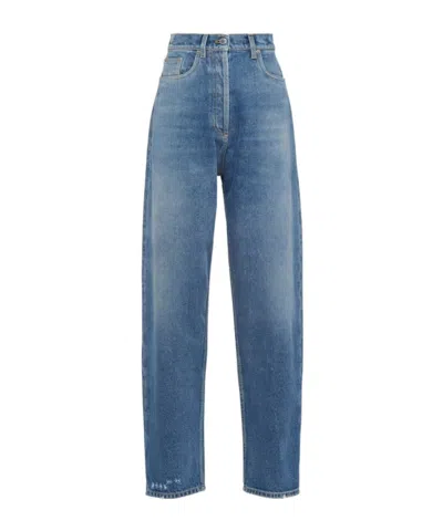 Prada High-rise Straight-leg Jeans In Medium Blue
