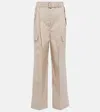 Prada High-rise Wide-leg Cotton-blend Cargo Pants In Calce