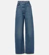 Prada Triangle Logo Wide-leg Jeans In Blue