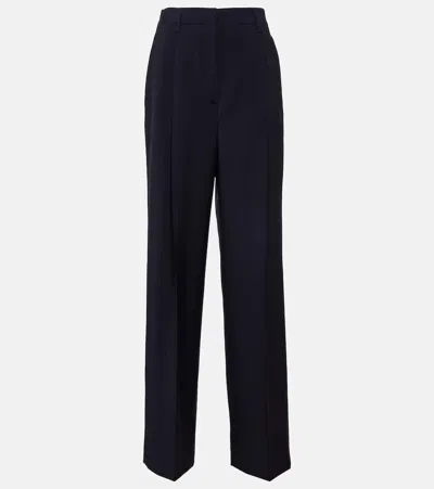 Prada High-rise-hose Aus Wolle Und Mohair In Blue