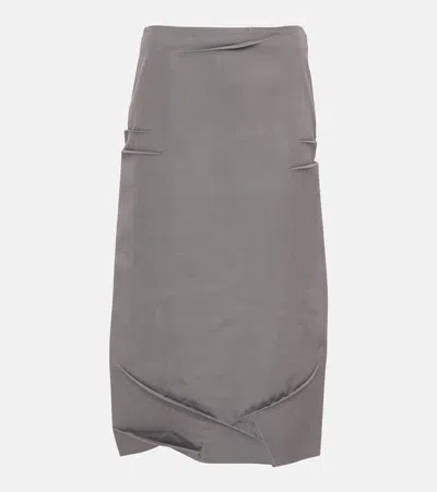 Prada High-rise-midirock Aus Einem Wollgemisch In Acciaio