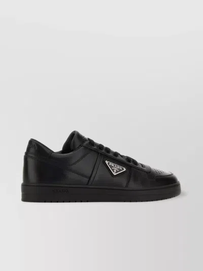 Prada High-top Leather Sneakers Padded Ankle In Gray