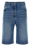 Prada Blue Bermuda Shorts In Washed Denim Women