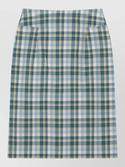 Prada High Waist Checked Skirt Button Back In Multi