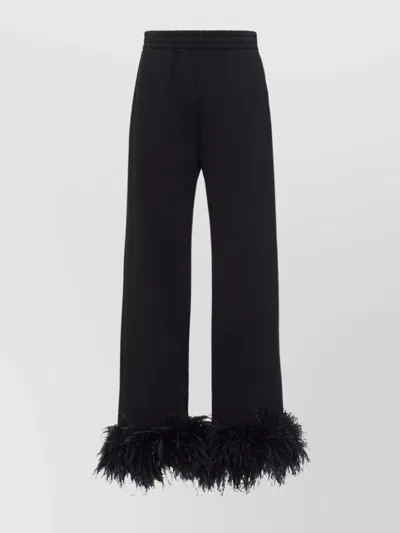 PRADA HIGH WAIST FEATHERED WIDE LEG TROUSERS