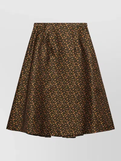 Prada High Waist Floral Skirt Full Silhouette In Multi