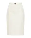 Prada High-waist Logo-buckle Straight Faille Skirt In Nude
