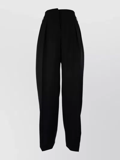 Prada High Waist Pleated Pants Side Back Pockets In Black