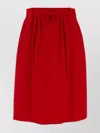 Prada High Waist Pleated Skirt With Bow Detail In Red